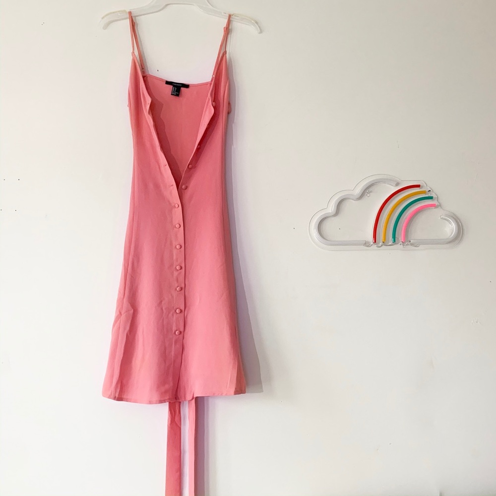 Coral pink button up dress